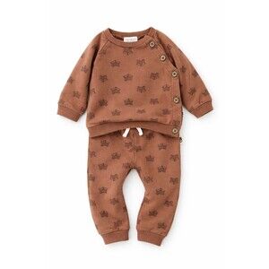 Rabbit Bear Baby Outfit Set Organic Cotton Brown Fox Print 18M